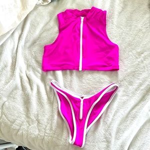 Skims zip up bikini (M top & S bottoms) pink